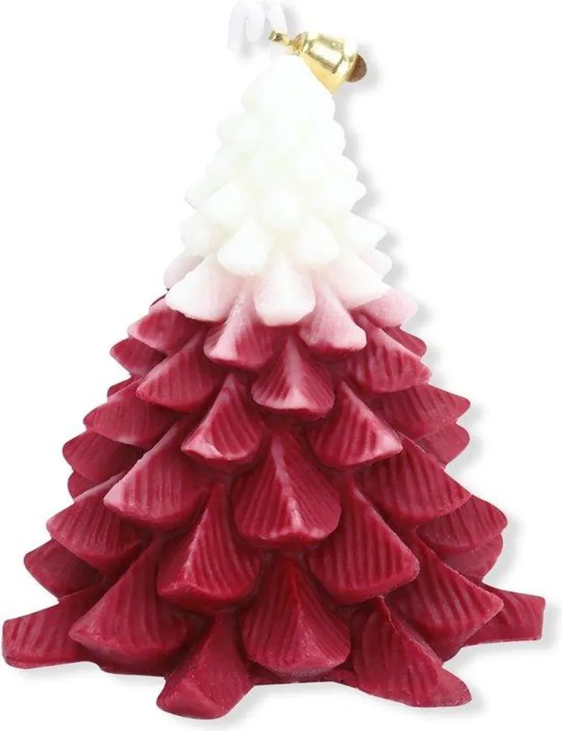 Bougie sapin de Noël rouge avec clochette - Bougie parfumée de fête