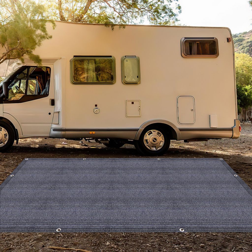 Clanmacy Zeltteppich 300X400cm Vorzeltteppich Campingteppich Outdoor Teppich Vorzeltboden Zeltunterlage Zeltboden für Zelt Wohnmobil Blau-grau