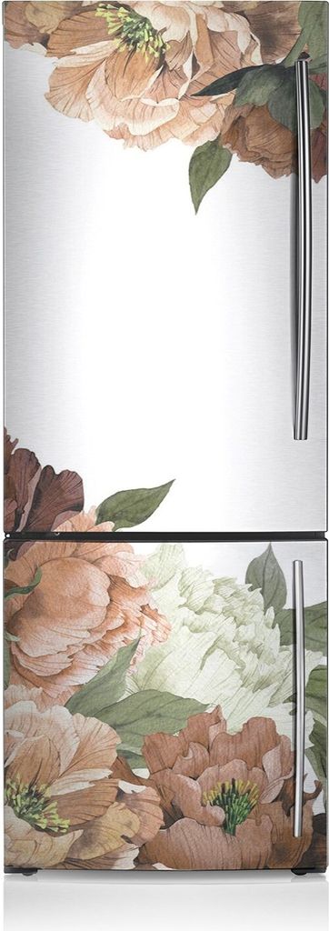 Kühlschrank Aufkleber Kühlschrankmagnete Dekoration Kühlschrankfolie 60x180 cm - Vintage Pfingstrosen