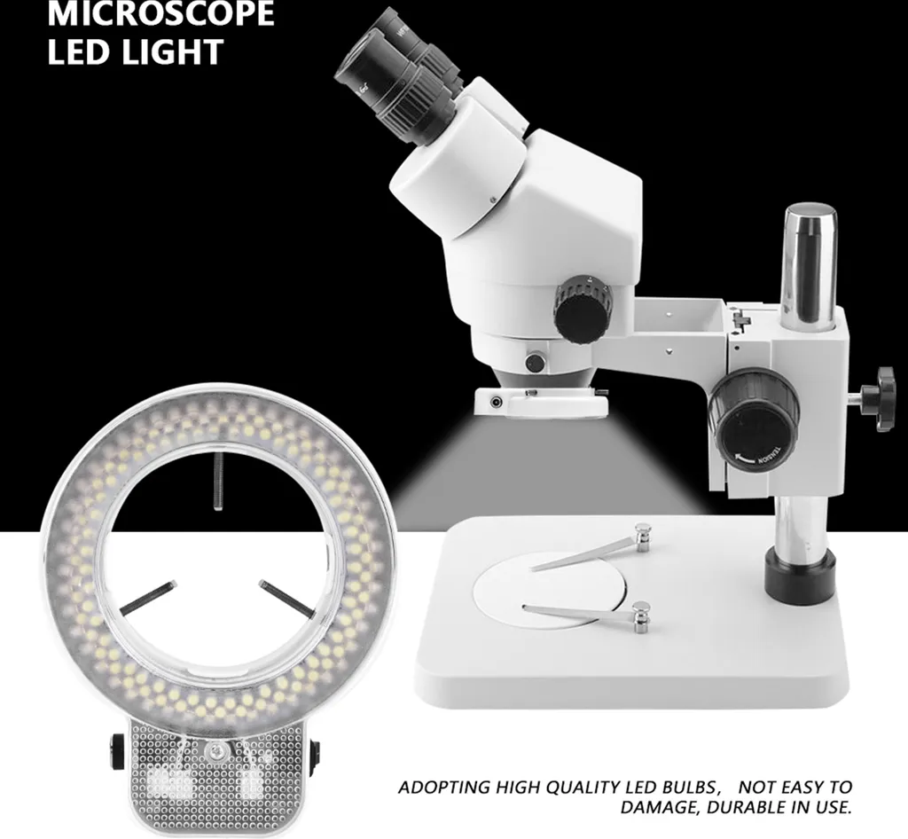 Lampe annulaire à 144 LED réglable pour caméra de microscope binoculaire - 7