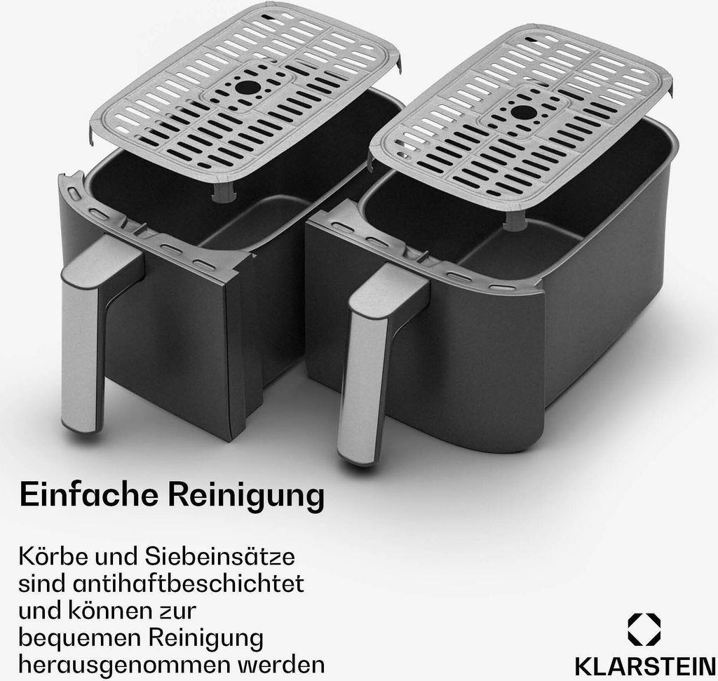 Klarstein Heißluftfritteuse, Airfryer mit 2 Kammern, 2850W Produktbild 7