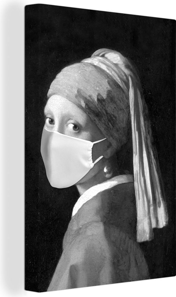 OneMillionCanvasses - Leinwandbilder - 90x140 cm, Das Mädchen mit dem Perlenohrring und der weißen Mundhaube - Gemälde von Johannes Vermeer - ...