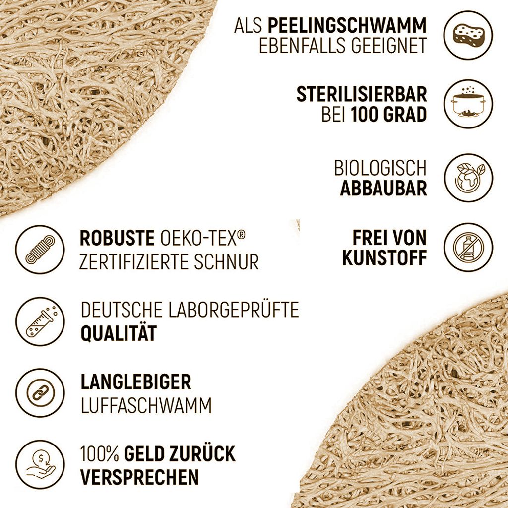 Luffa Schwamm Küche | 6er Pack nachhaltige Küchenschwämme | Produktbild 8