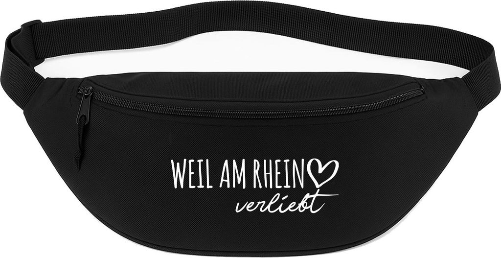 Huuraa Bauchtasche Weil am Rhein verliebt 2,5 Liter Black Polyester Crossbody Bag Geschenkidee
