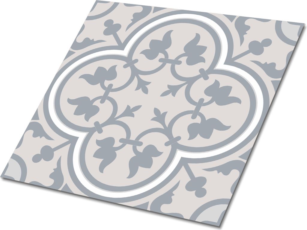 A single tile with a floral pattern is shown from a diagonal angle against a white background.