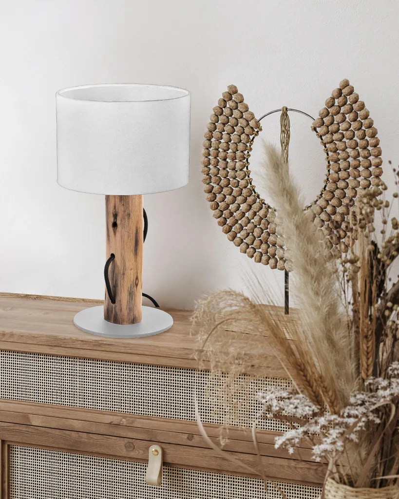 Petite lampe de bureau bois brun pour lecture sans reflet, E14 32 cm
