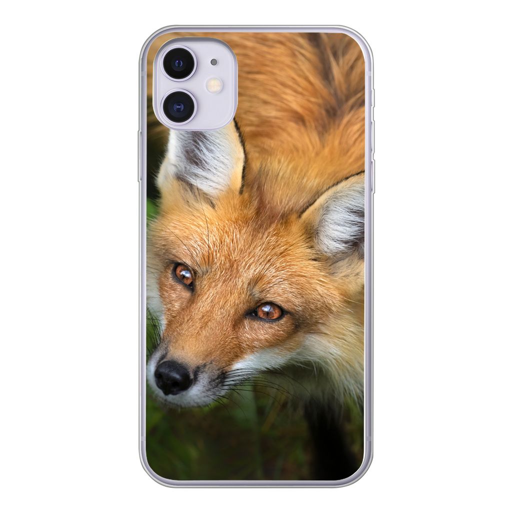MuchoWow Handyhülle Schutzhülle Hülle für iPhone 11 Fuchs - Grün - Orange Silikon Softcase Handy Hülle - Handytasche
