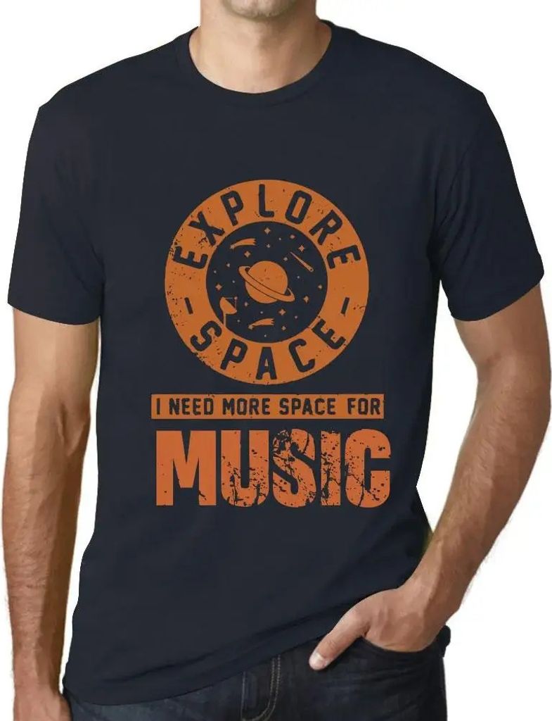 Herren Grafik T-Shirt Explore Space I Need More Space For Music Öko-Verantwortlich Vintage Jahrgang Kurzarm Lustige Druck Geburtstag Geschenk Mann