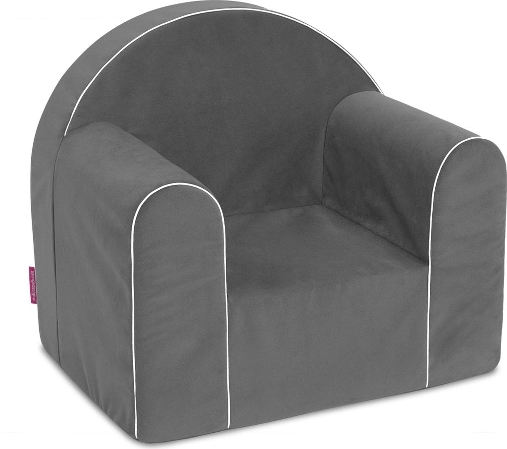 Badum - Kindersessel ab 1 Jahr, Velours Bezug, Geschenkidee Kinder - Grau