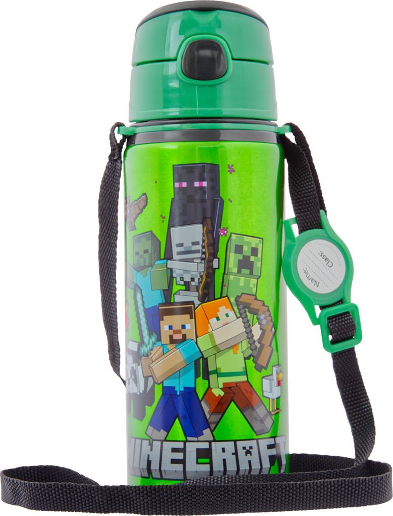 Kinder Trinkflasche Minecraft 600ml Tragegurt Aluminium Produktbild 