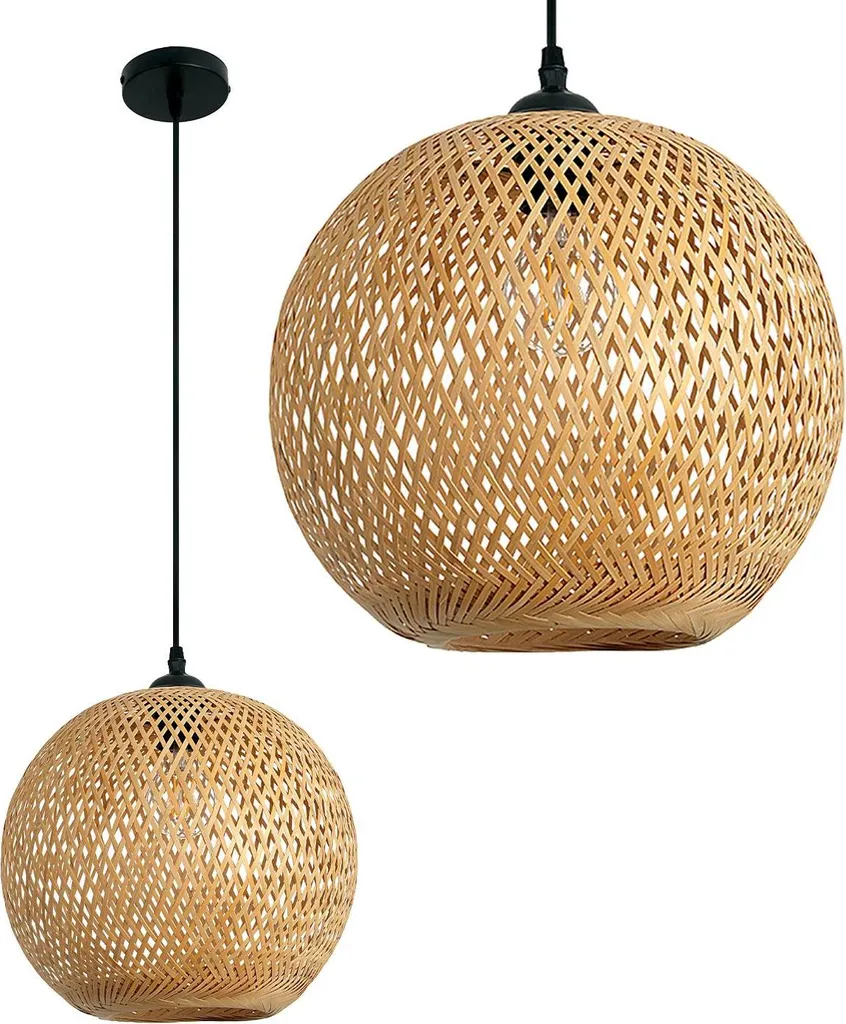 Suspension BITAVIA S Ø40cm en bambou naturel style bohème pour salon