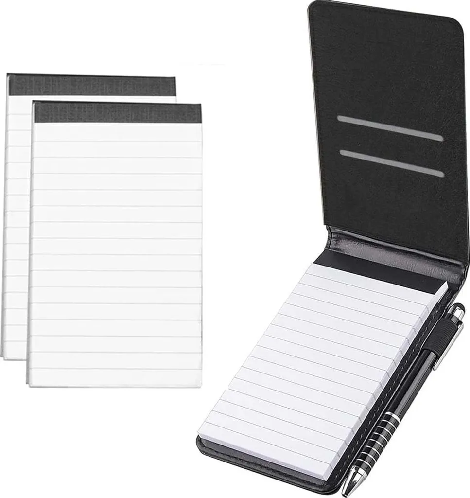 Carnet A7 noir avec stylo - Ne perdez plus vos notes - Set de 3 pièces