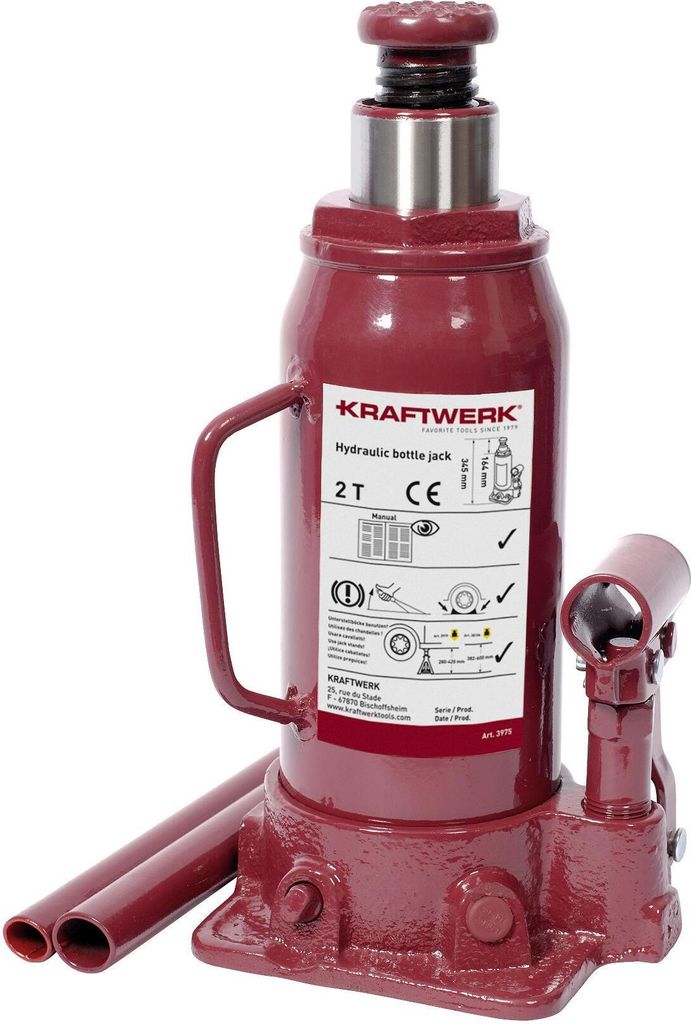 KRAFTWERK 3975, Universal, 2000 kg, Hydraulischer Wagenheber, 16,8 cm, 31,6 cm, Rot