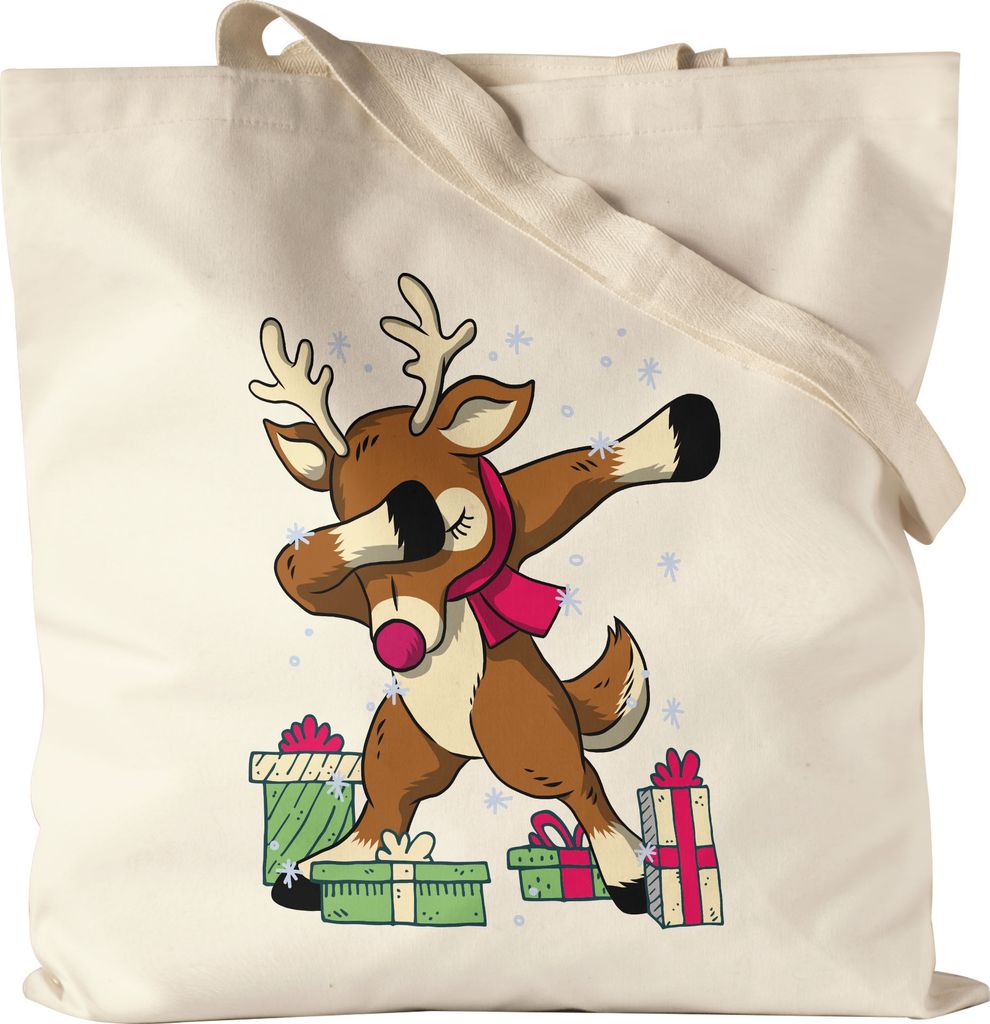 Weihnachtselch Jutebeutel Stoffbeutel Canvas Weihnachtsparty Elch Tanz Merry Christmas Frohes Fest Weihnachtstage Winter Weihnachten