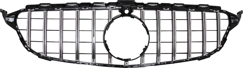Kühlergrill für Mercedes C W205 S205 C205 14-18 GT-R Panamericana Look Schwarz Chrom