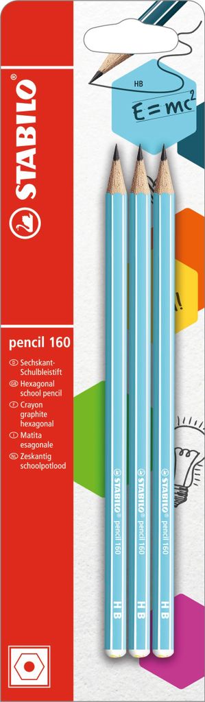 Bleistift - STABILO pencil 160 in blau - Härtegrad HB - 3er Pack