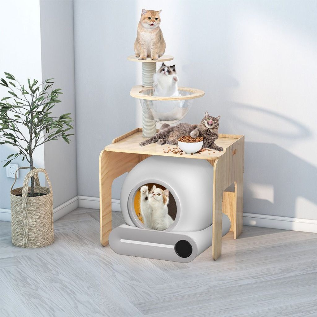 Gliese Katzenecktoilette 65L Adaptive selbstreinigende Katzentoilette mit Kratzbaum