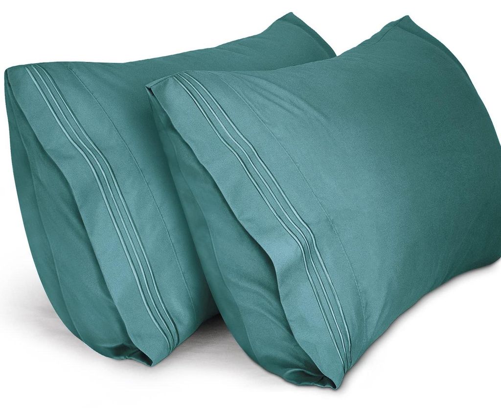 Set aus 2 Kissenbezügen 40 x 80 cm, weiche, gebürstete Mikrofaser-Kissenbezüge, Kissenbezug mit Hotelverschluss, aus weicher Mikrofaser, (grün).