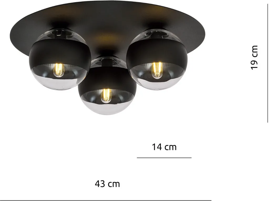 Plafonnier SOLAR 3 Noir Strié - Solution d'éclairage chic pour petit espace - 4