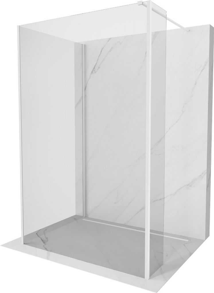 Mexen Kioto Duschwand Walk-in 130 x 70 x 40 cm, transparent, weiß - 800-130-070-221-20-00-040