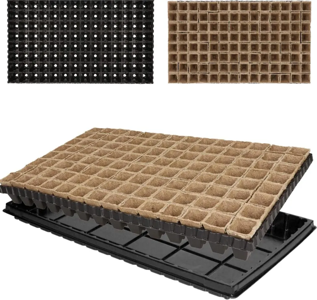 Plateau de Semis avec 112 Pots de Culture en Tourbe Bio - 3,5 x 5 cm