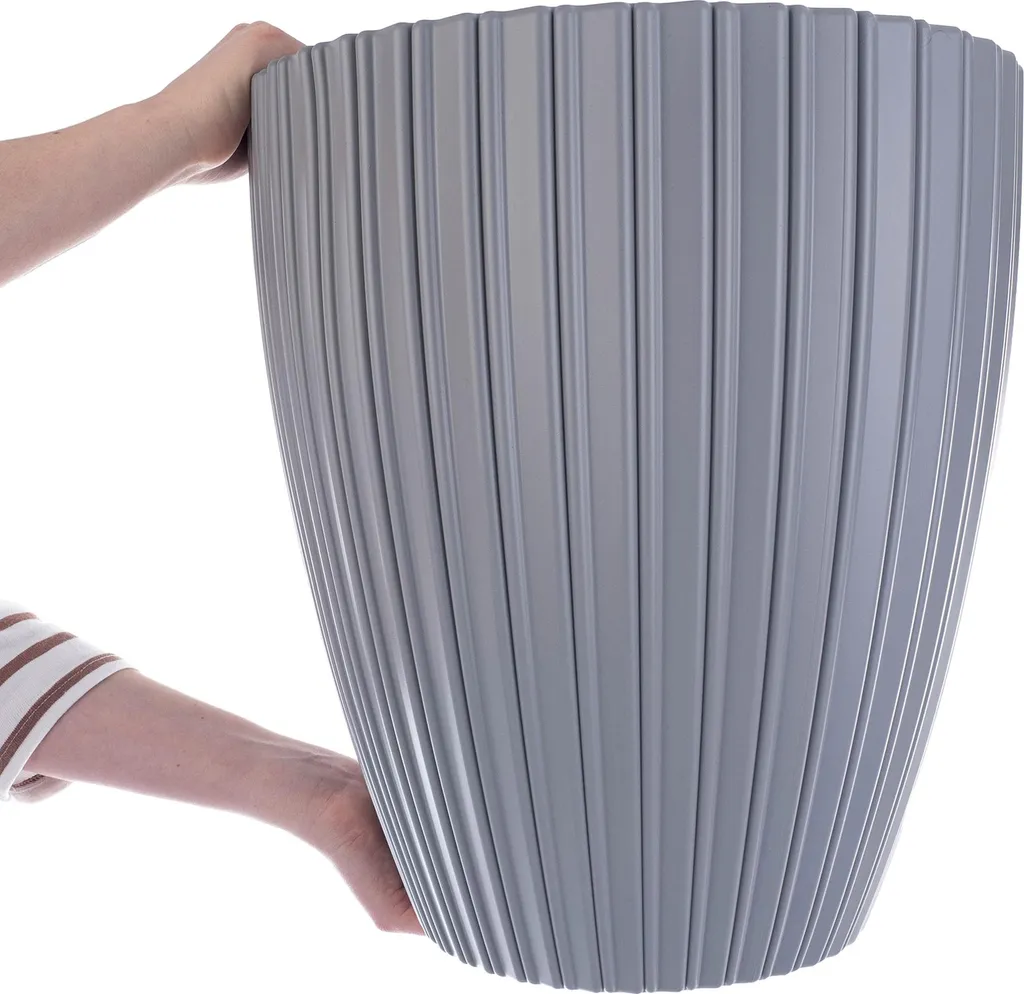Cache-pot 30cm Gris KADAX : évitez les fuites avec l'insert intégré - 4