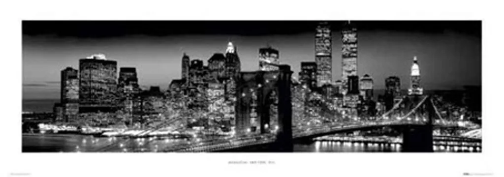 Richard Berenholtz Stampa Manhattan Notte B/N 61x91,5 - Art Poster NYC