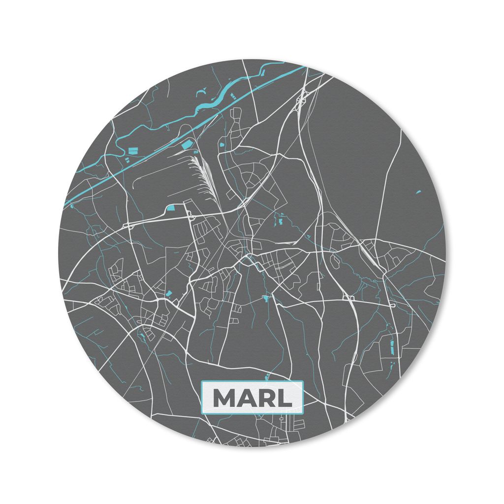 MuchoWow Mauspad Mousepad Blau - Deutschland - Karte - Stadtplan - Marl 40x40 cm - Mousepads - Maus Mat - Pad - Mausunterlage - Schreibtisch Acce...