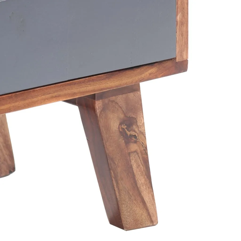 Meuble TV gris anthracite 140 cm bois massif - Structure robuste Loft