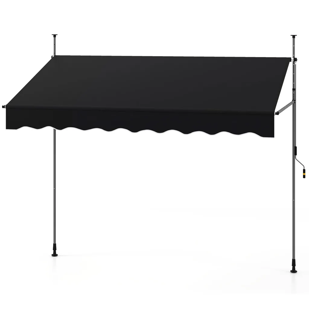 COSTWAY Store à pince 250 cm télescopique noir résistant aux UV