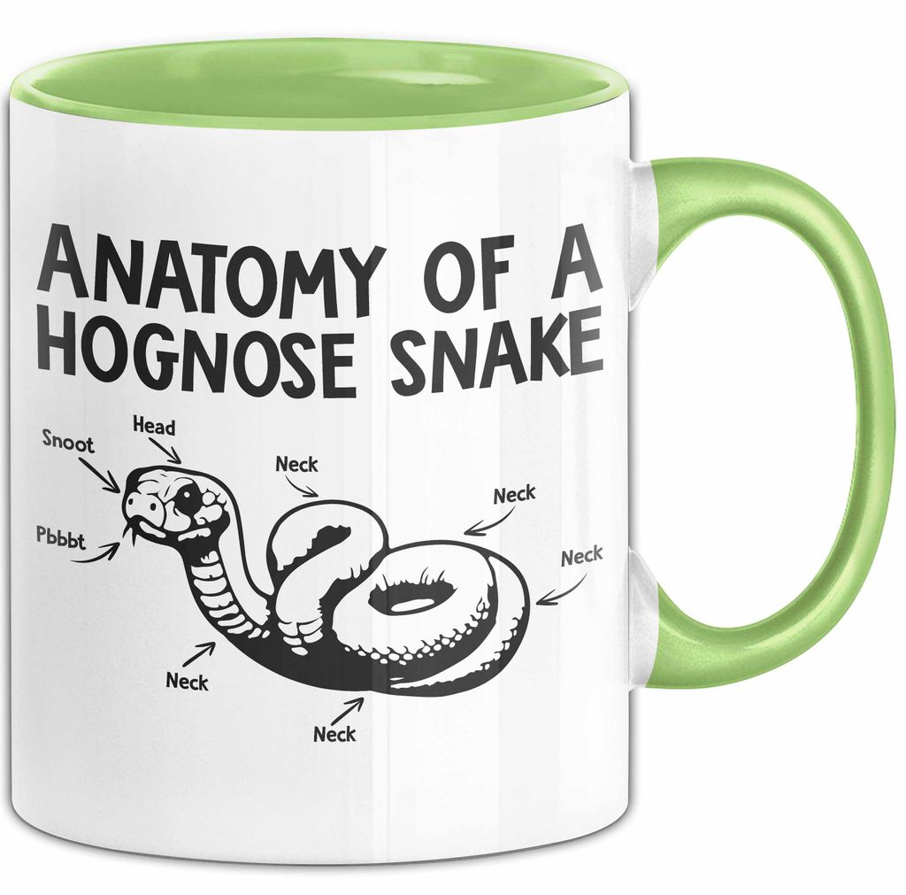 Reptil Schlange Tier Tasse Geschenk Lustige Geschenkidee Spruch Anatomie Einer Hakennasennatter (Grün)