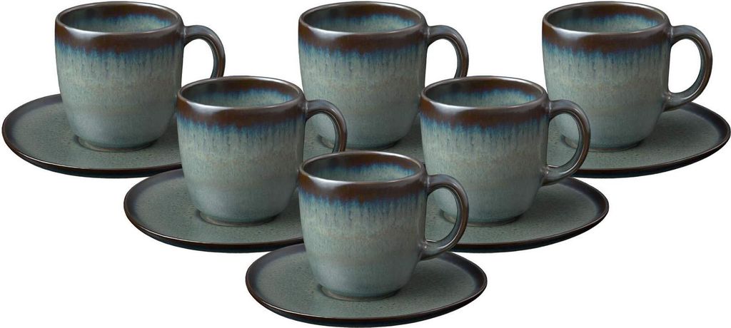 like. by Villeroy & Boch Lave gris Kaffeetasse mit Untertasse 190 ml 6er Set