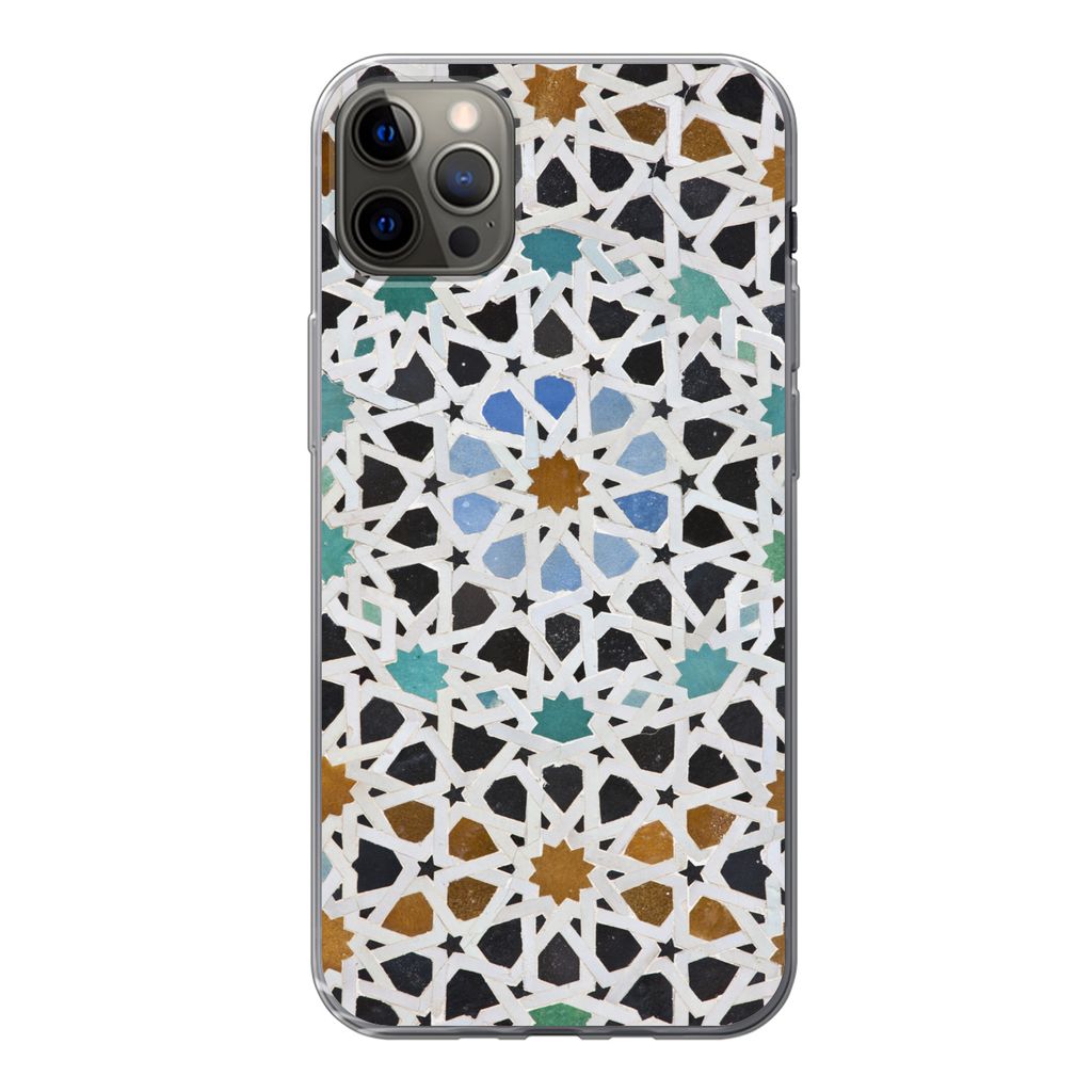 MuchoWow Handyhülle Schutzhülle Hülle für iPhone 12 Pro Max Ein marokkanisches Mosaikdetail Silikon Softcase Handy Hülle - Hartschale