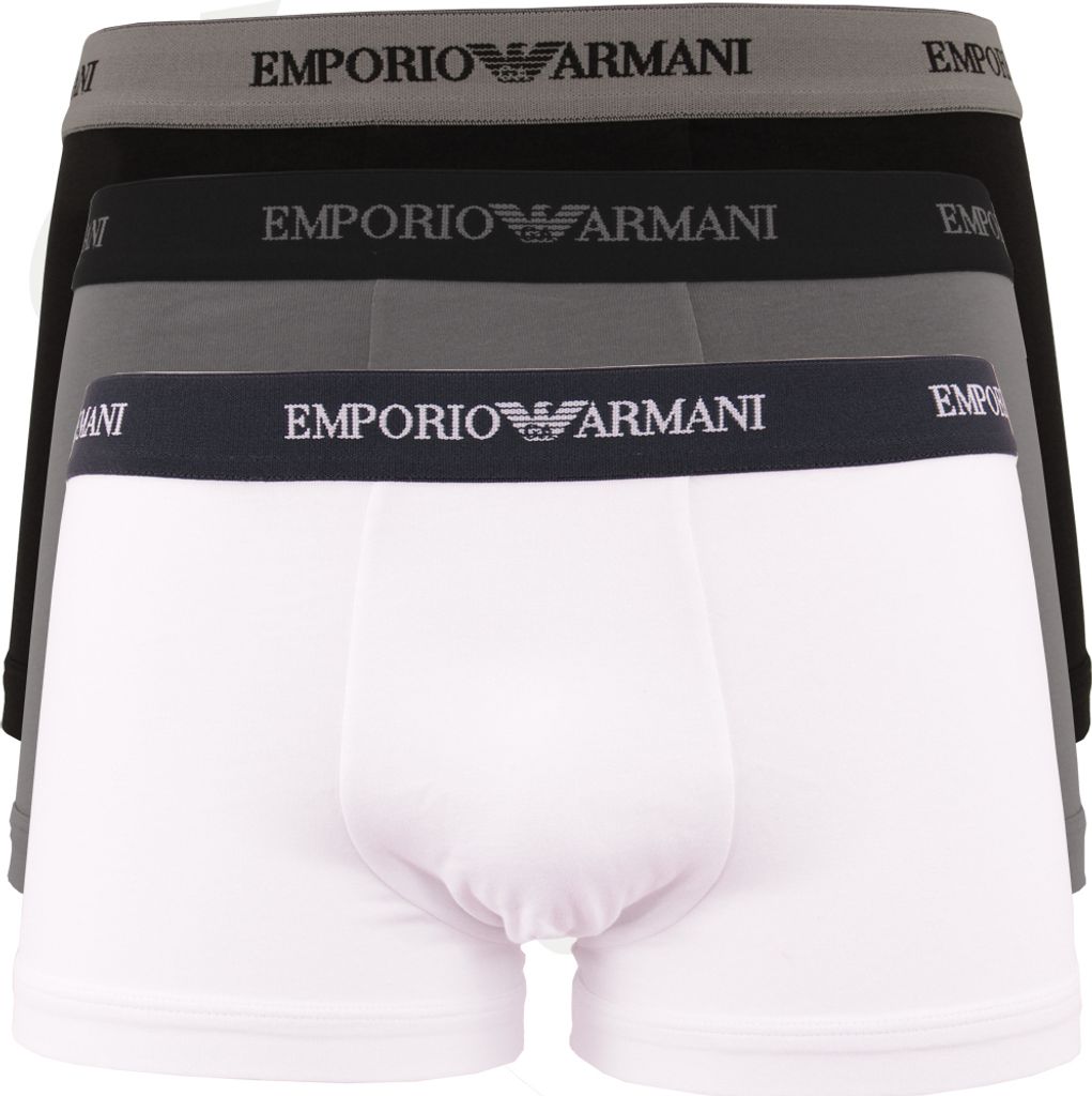 Emporio Armani Underwear Herren 111357CC717 Retroshorts, Mehrfarbig (Bianco/Nero/Grigio 02910), S (3er Pack)