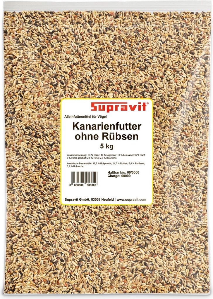 Supravit Kanarienfutter ohne Rübsen 5kg | Vogelfutter für Produktbild 