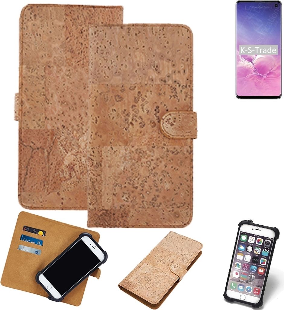 K-S-Trade Hülle kompatibel mit Samsung Galaxy S10 SD855 Kork Handyhülle Cover Schutzhülle TPU Case Bumper in Hellbraun, (1x)
