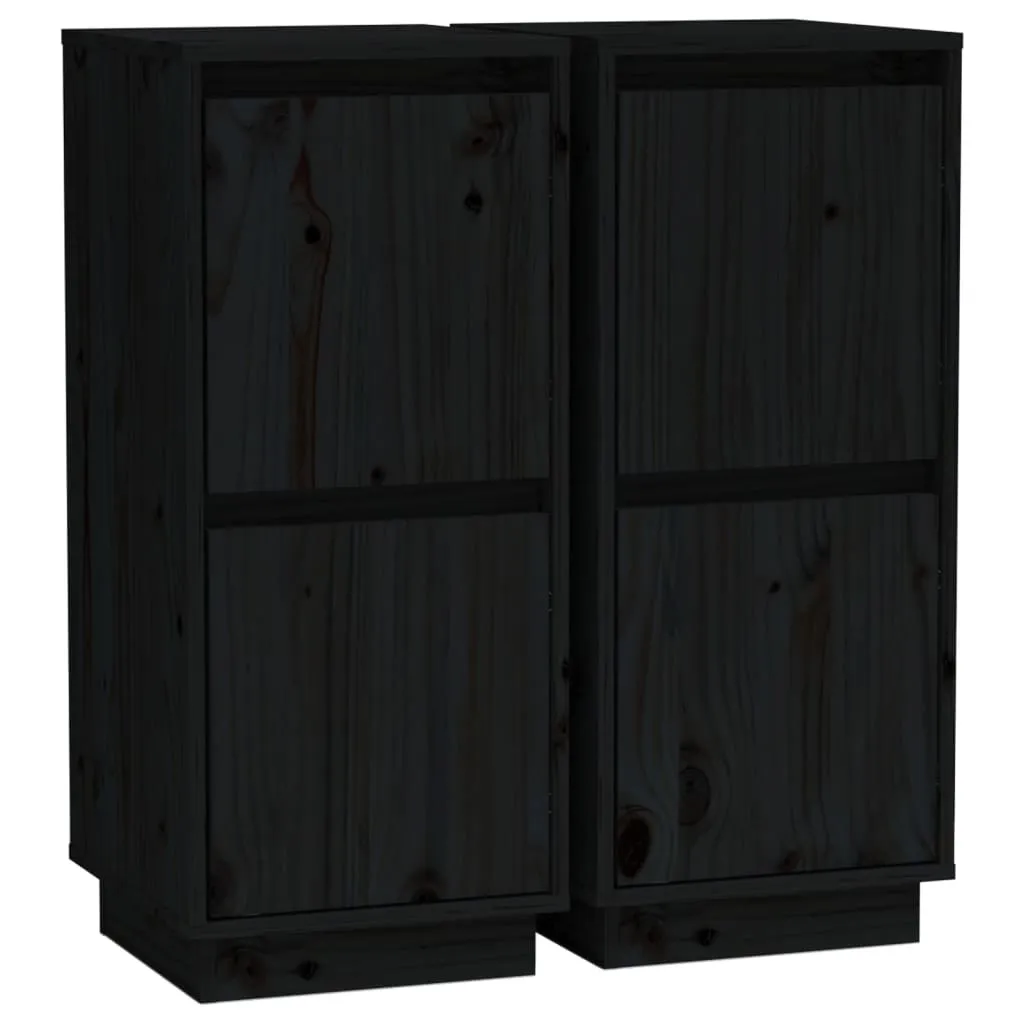 SYFAX™ Credenze 2pz Nero in Legno di Pino Massello: Calore e Design