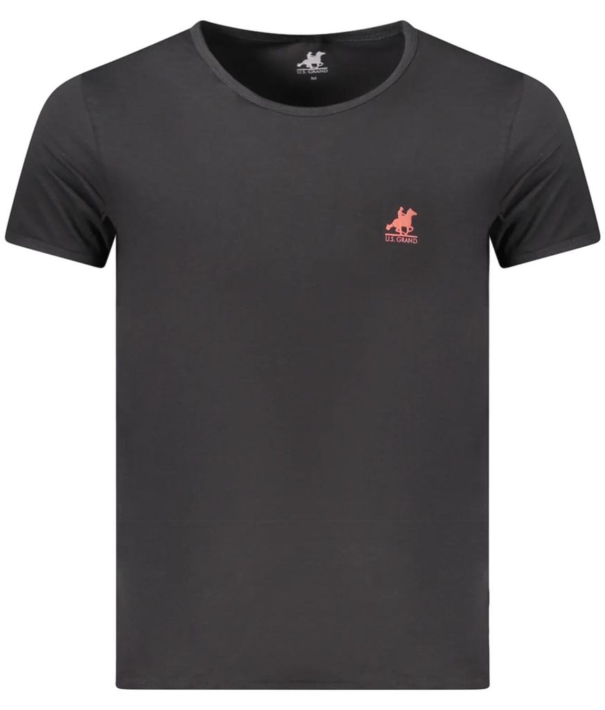 Herren Kurzarm-T-Shirt mit rotem Druck und Logo in Schwarz