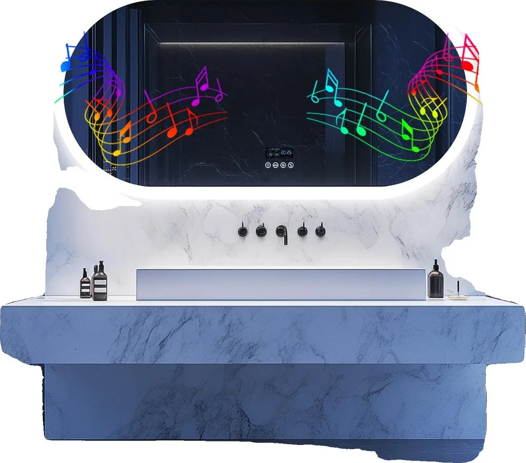 Grand miroir lumineux de salle de bain avec Bluetooth et Anti-buée 120cm