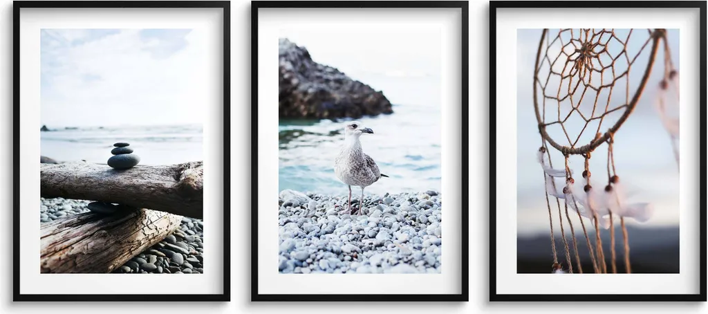 Poster Parete Soggiorno Rocky Beaches Set 3x 50x70cm Alta Qualità