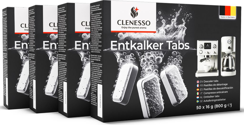 CLENESSO (200 Stück) Entkalkungstabletten für Kaffeevollautomaten – Entkalkertabs kompatibel mit Jura, Siemens, Miele uvm.