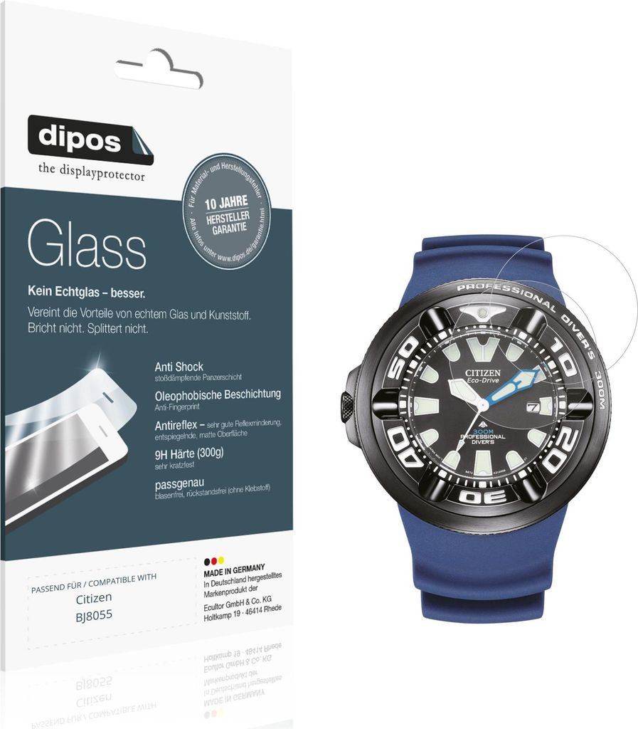 2x Schutzfolie für Citizen BJ8055 matt - Anti-Shock 9H Folie dipos Glass Kunststoffglas