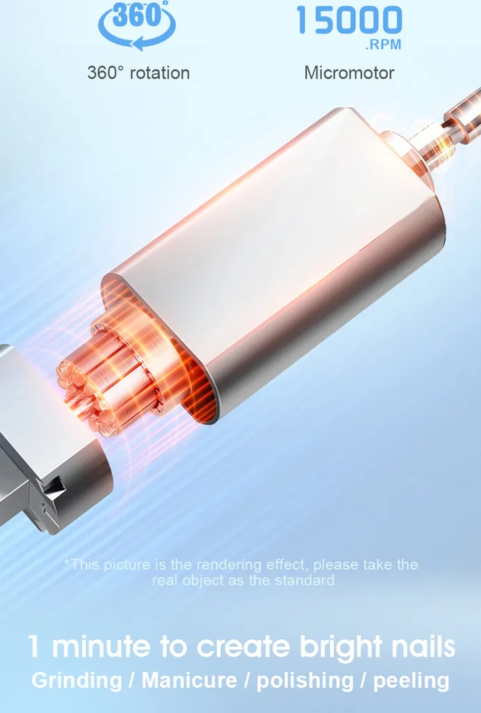 INF Ponceuse à ongles électrique portable 3 vitesses avec lumière LED - 11