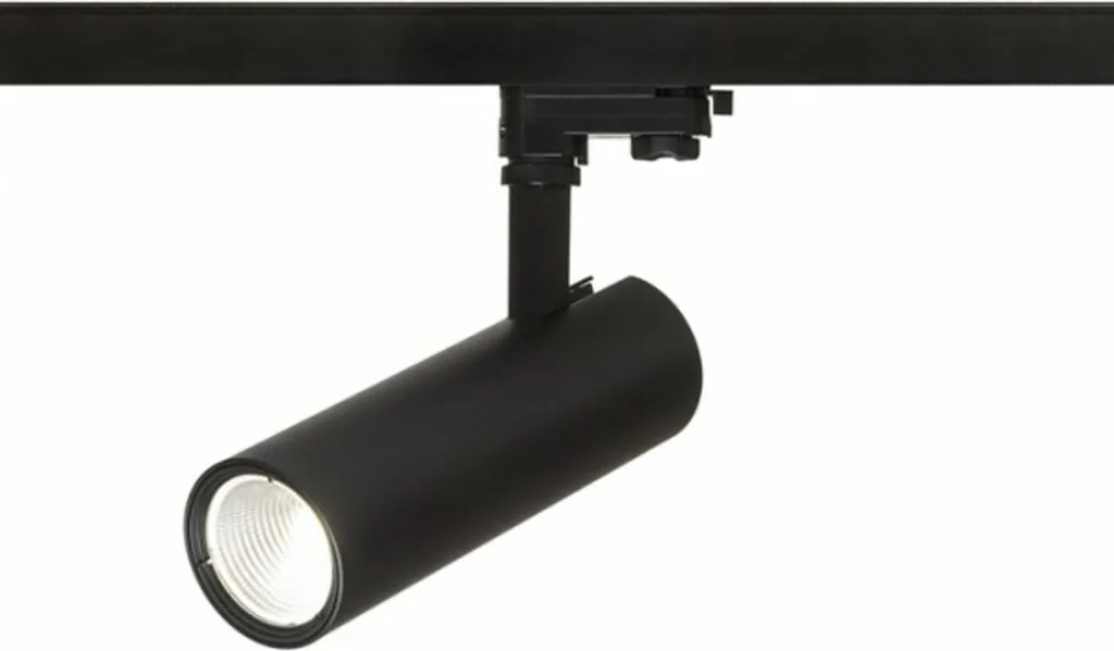 Projecteur LED rail triphasé noir BAHIA 28W blanc chaud pour intérieur