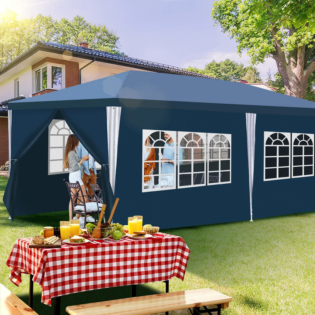 Gazebo da Esterno 3x6 Hebitod Blu - Ferro e Telo Impermeabile