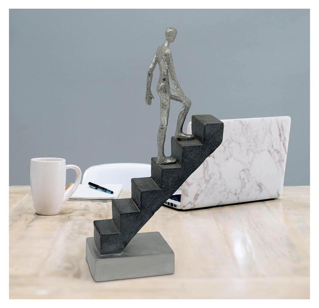 Dekofigur “Top of the Rock” - Dekoration als Motivation & Symbol für Erfolg aus Marmorit 29cm - Moderne Figur als Statue für Deko Wohnzimmer,...
