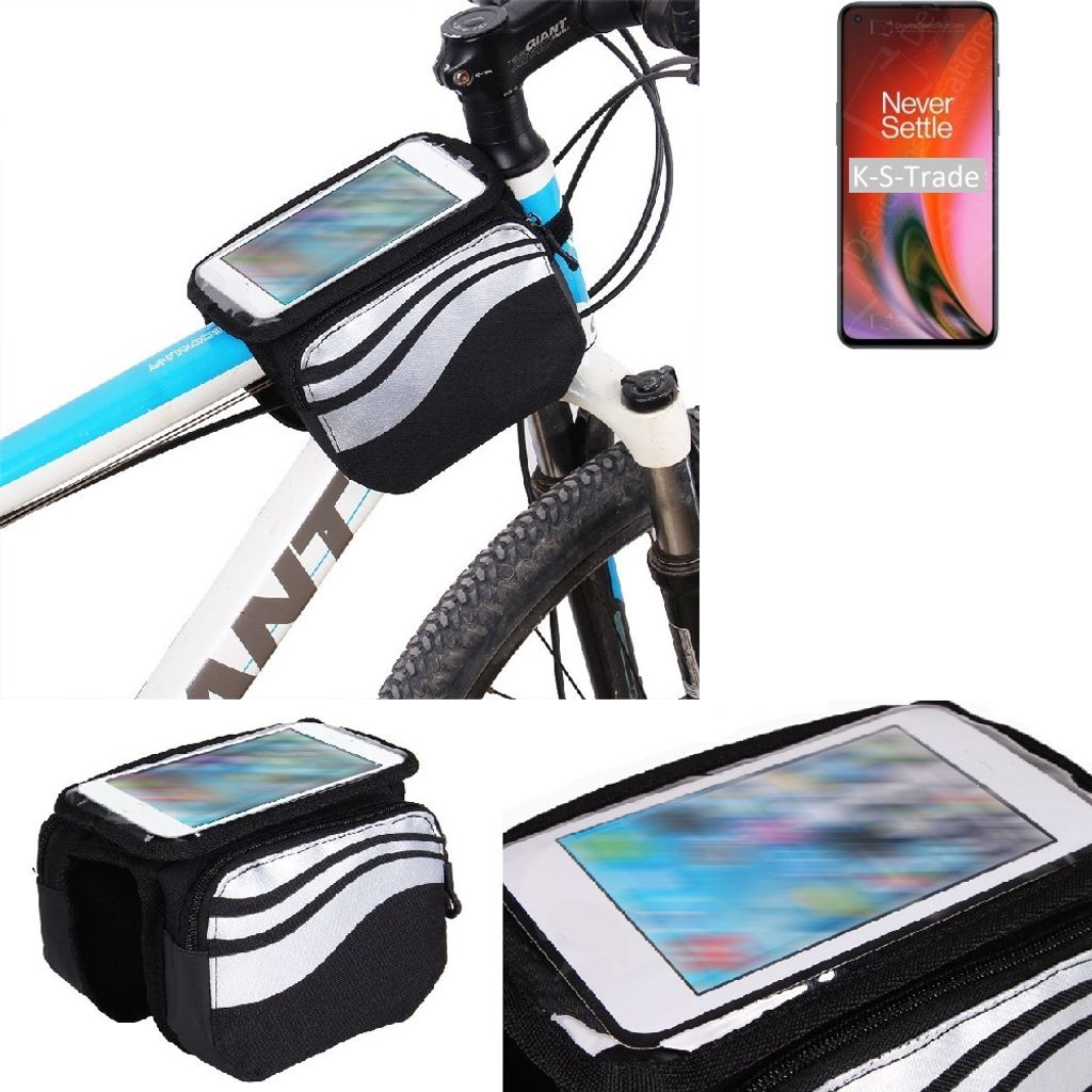 K-S-Trade Rahmentasche Fahrrad-Halterung kompatibel mit OnePlus Nord 2 5G Rahmenhalterung Fahrrad Handyhalterung Fahrradtasche Handy Smartphone