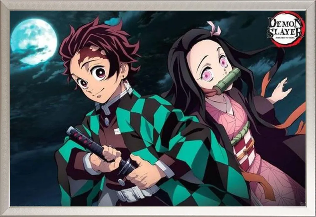 Poster Demon Slayer Tanjiro et Nezuko Cadre Shinsuke Déco Murale Manga