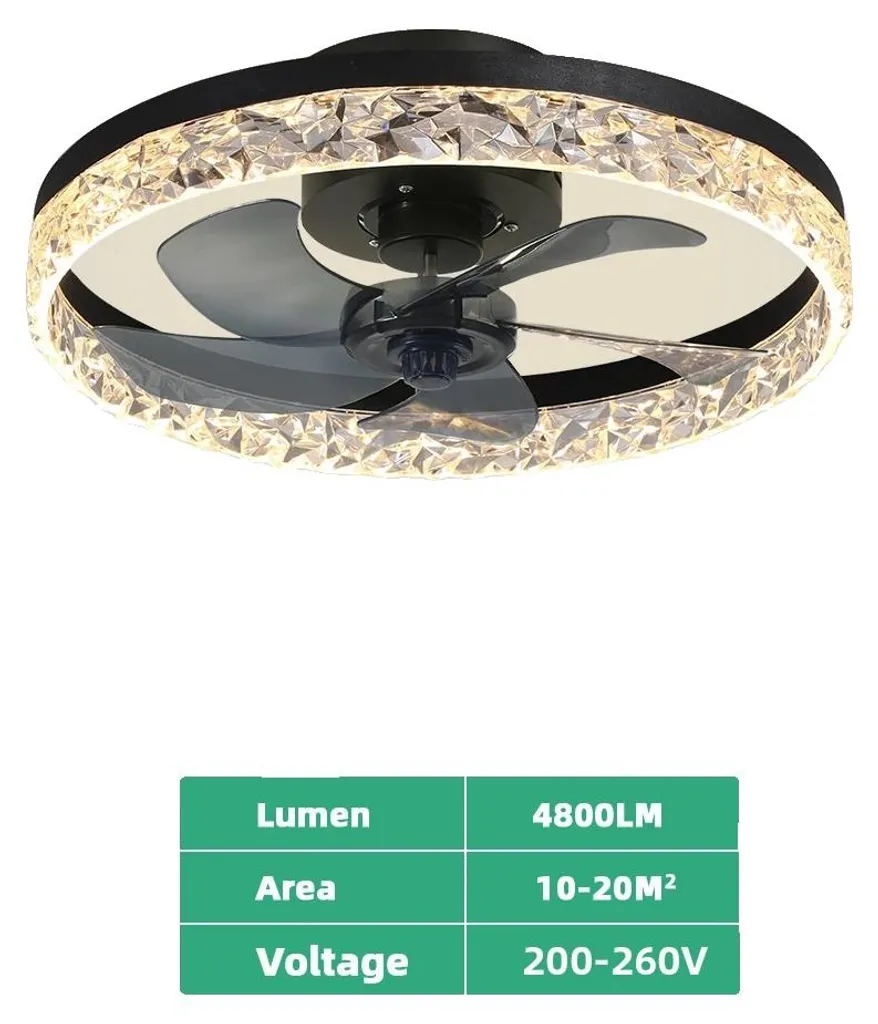 Ventilateur de plafond basse consommation silencieux noir variateur RC
