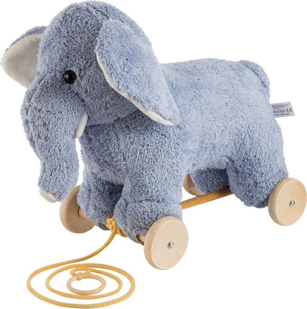 Jouet à tirer Éléphant Grand en bois pour éveil et marche de bébé
